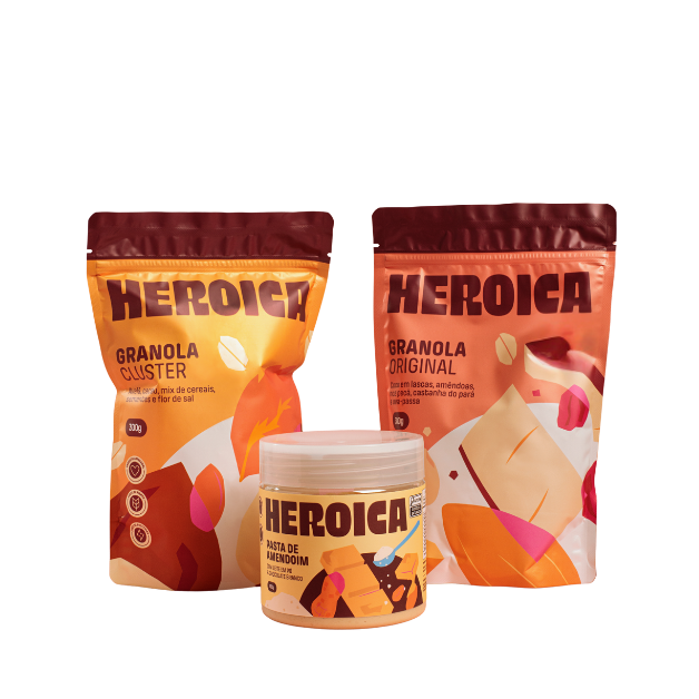 Combo Queridinhos - Granola Original 300g, Granola Cluster de Avelã 300g e Pasta de Chocolate Branco 400g